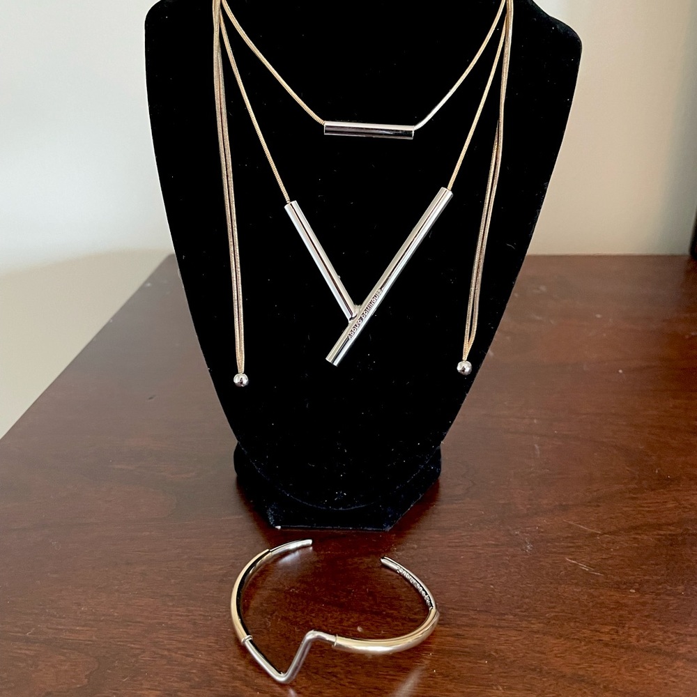 Adolfo Dominguez double layer adjustable necklace and matching bracelet.